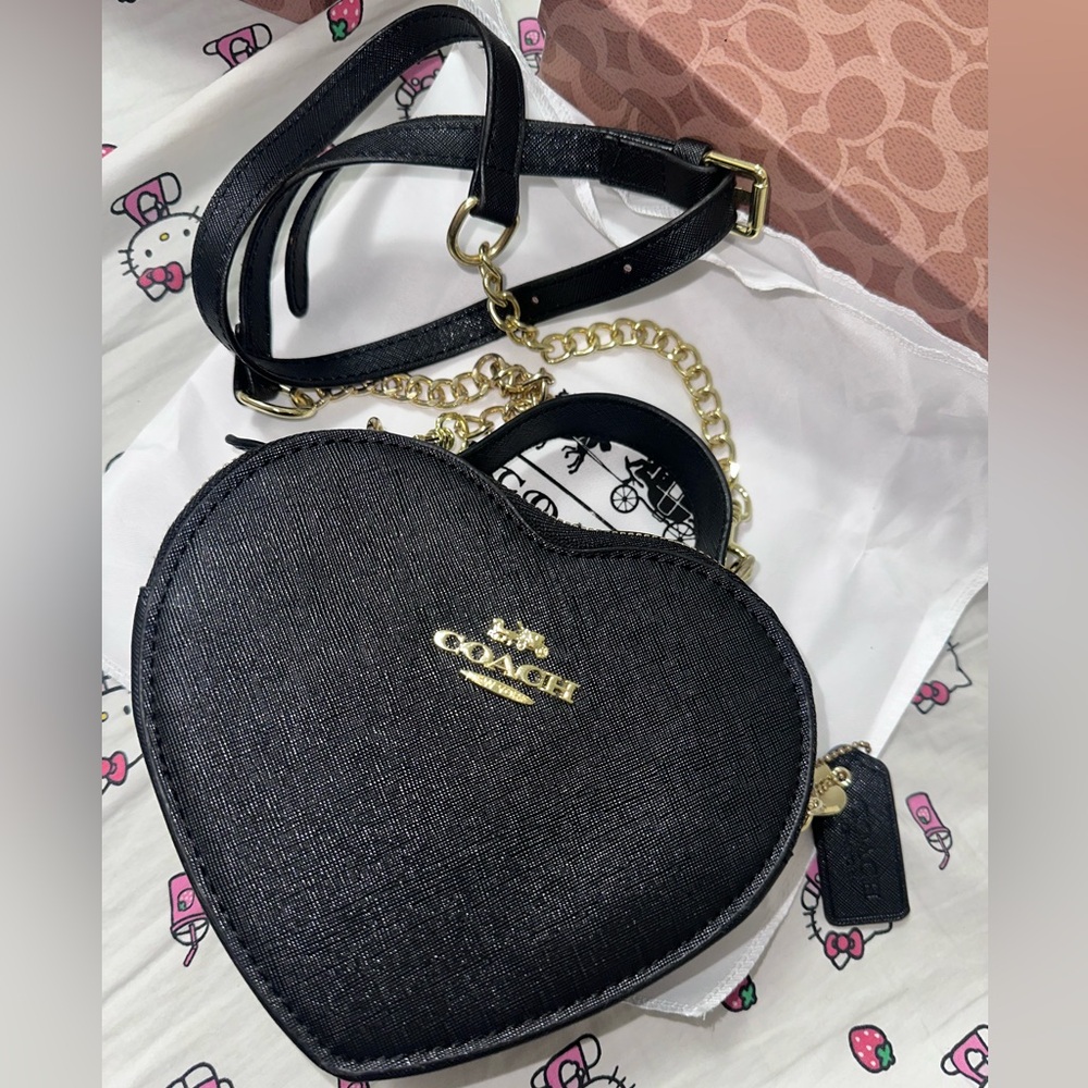 Coach Black Shaped Heart Crossbody Bag